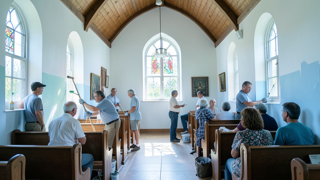 Pintura interior de la iglesia de Río Viejo avanza con trabajo conjunto entre el municipio y feligreses