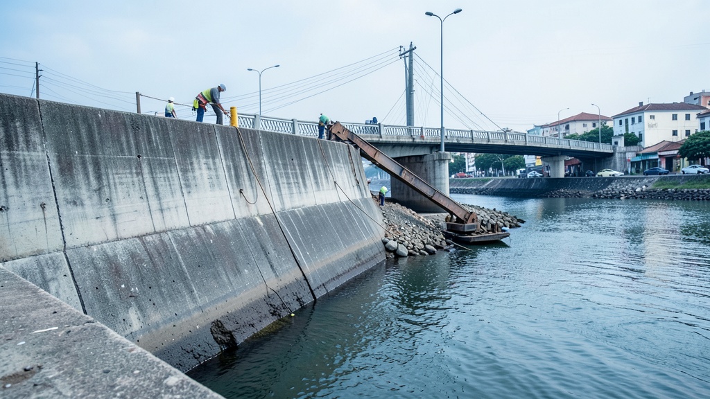 Prefectura y Municipio protegen puente del Estero Verde con escolleras
