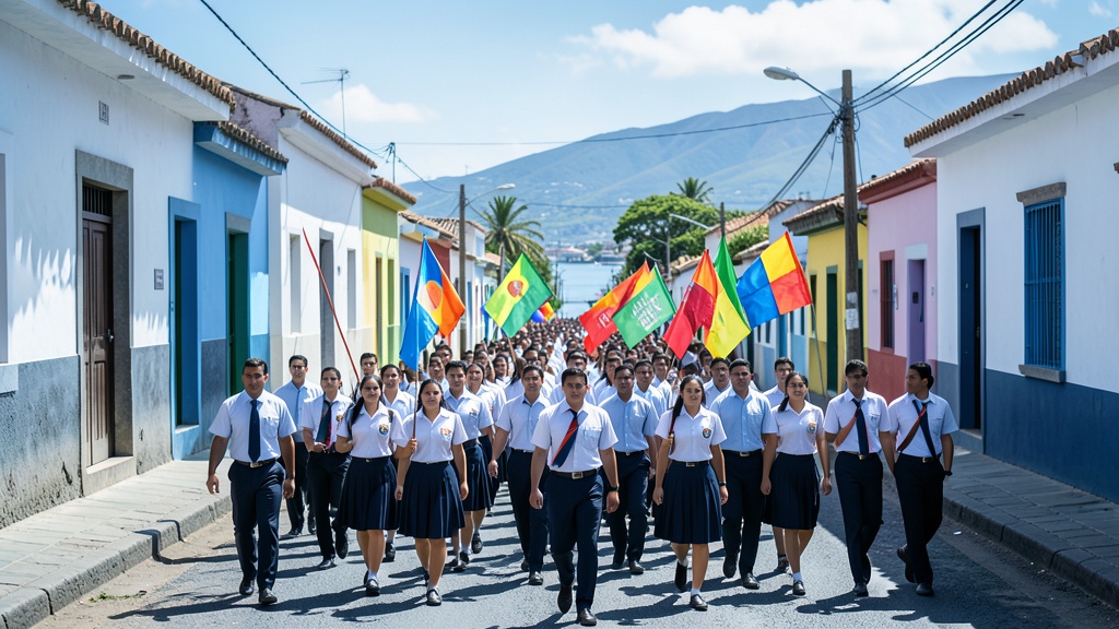 Banda estudiantil rinde homenaje a Polo Baquerizo en desfile de Marcelino Maridueña