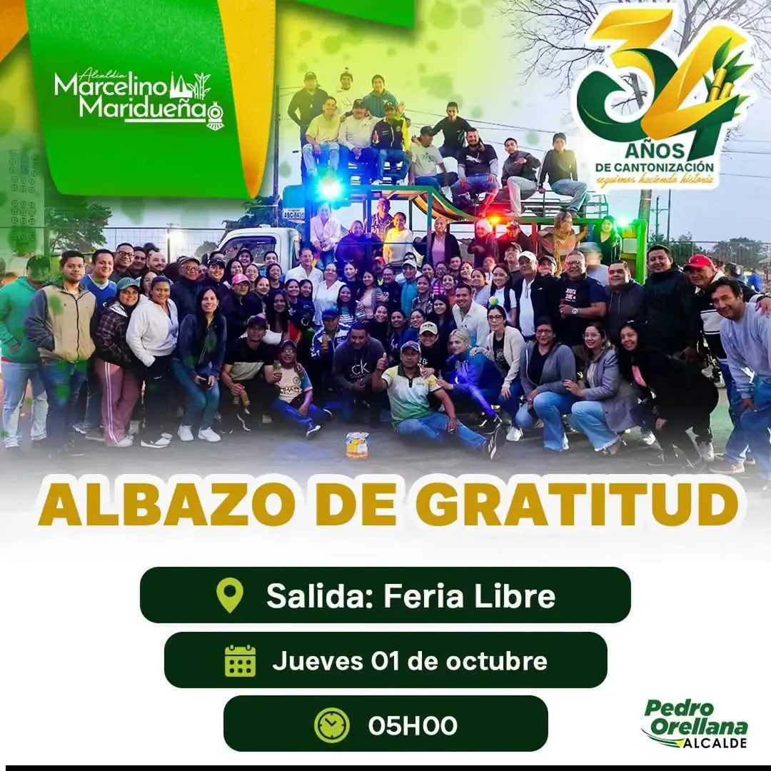 Albazo de Gratitud abre las fiestas del 34° aniversario de Coronel Marcelino Maridueña