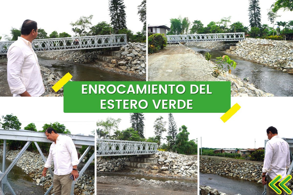 Enrrocamiento en Estero Verde asegura el puente Bailey tras debilitamiento de sus bases