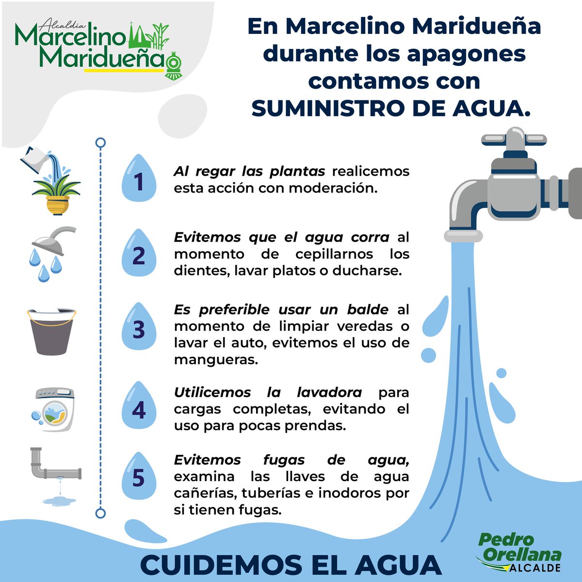 La Comisaría Municipal fiscaliza el uso del agua en espacios públicos durante apagones