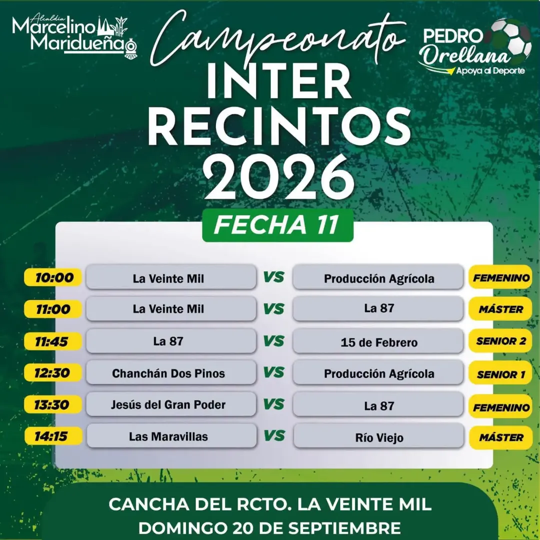 La Veinte Mil será sede de la décima primera fecha del Interecintos 2026