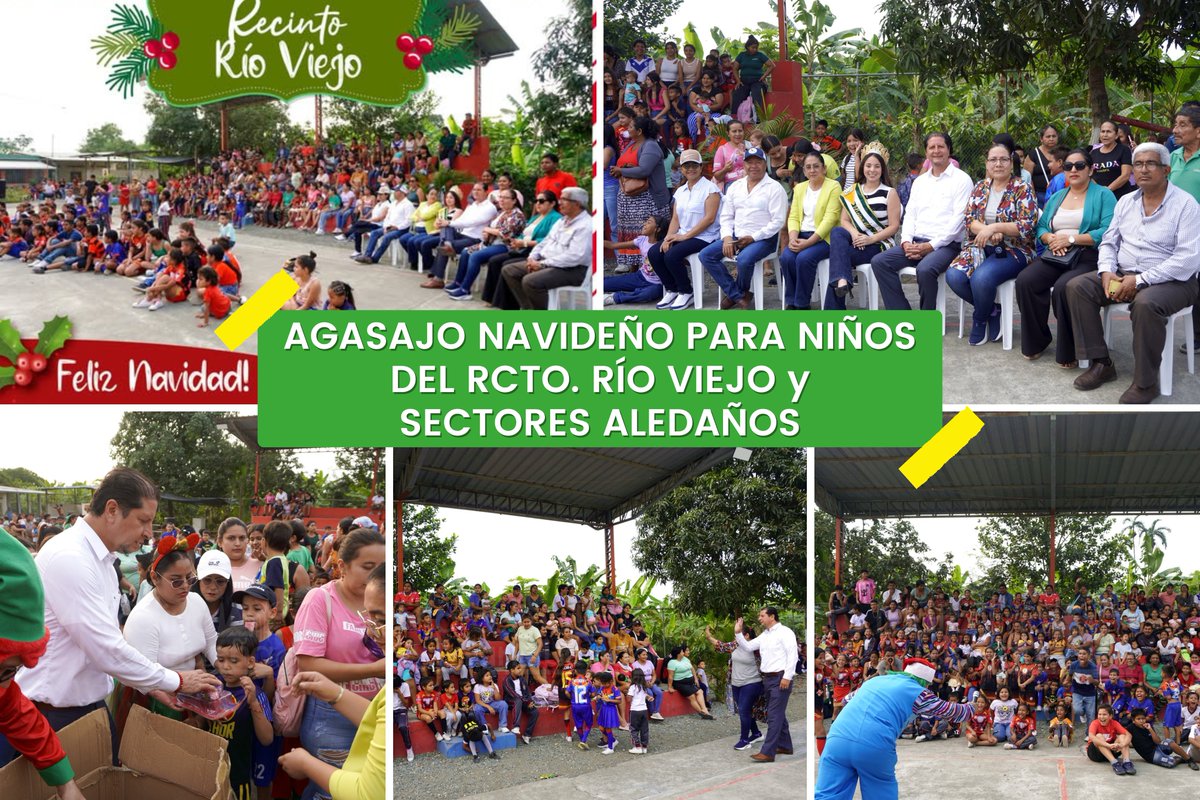 Niños de Río Viejo vivieron una mañana navideña junto a las máximas autoridades del cantón