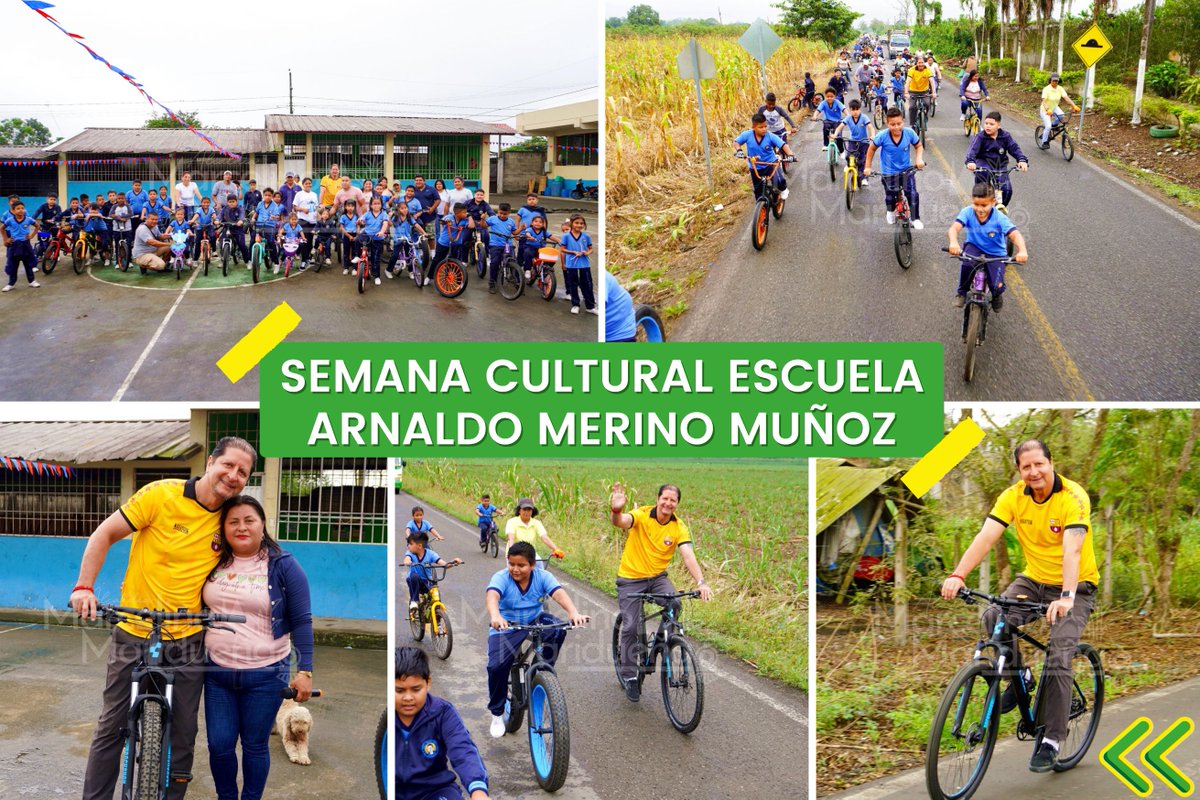 Ciclopaseo recorrió La Isla en el 55º aniversario de la Unidad Educativa Arnaldo Merino Muñoz