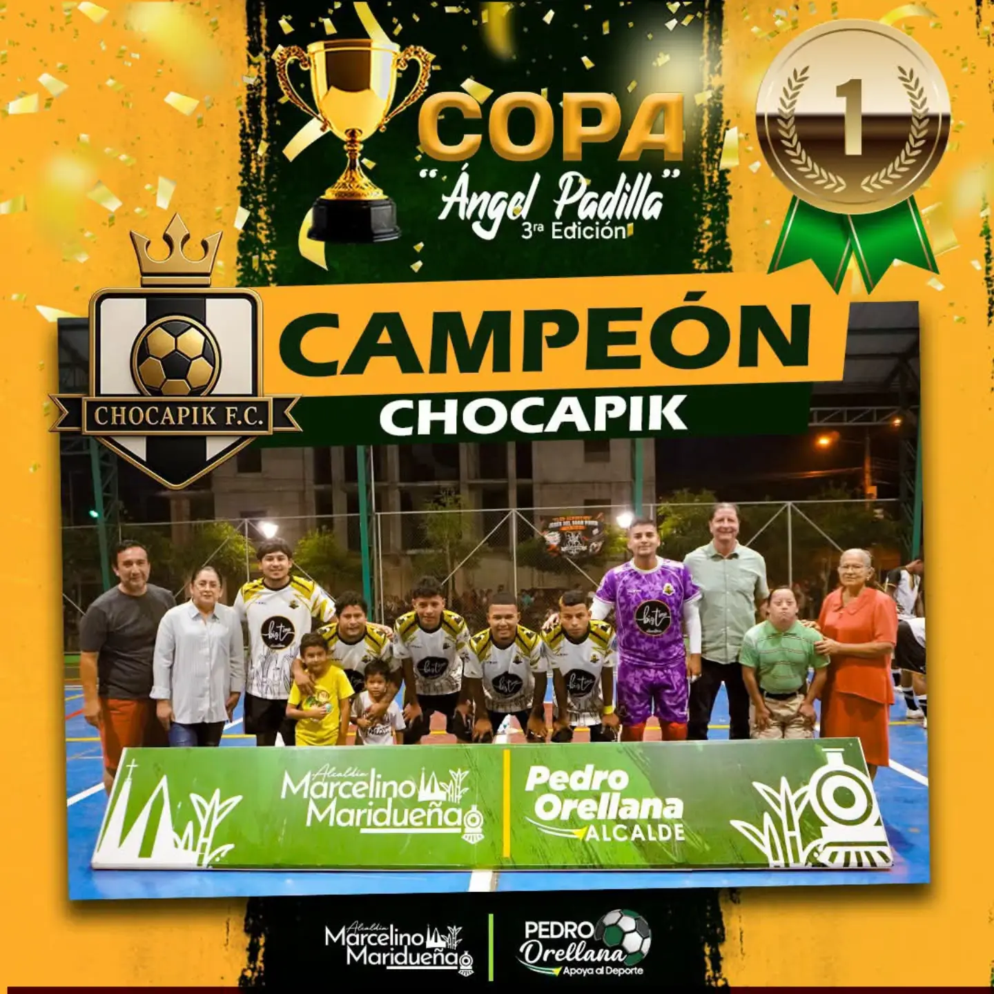 Coronel Maridueña celebra a los campeones del Indor Copa "Ángel Padilla" en su tercera edición